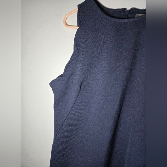 Vince Camuto Size 12 Navy Blue sleeveless dress with scalloped edges - Picture 3 of 7